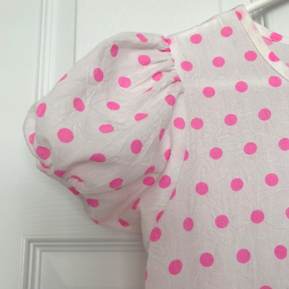 Polka Dot Ruffle Hem Dress Girls Size 10 White Pink - Picture 4 of 9